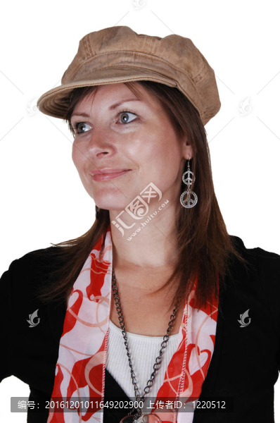 戴帽子的女士。