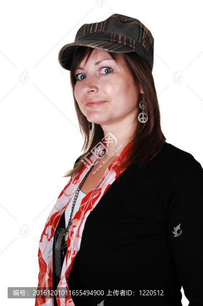 戴帽子的女士。
