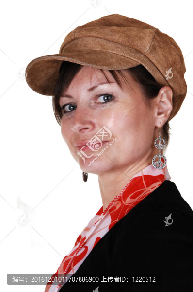 戴帽子的女士。