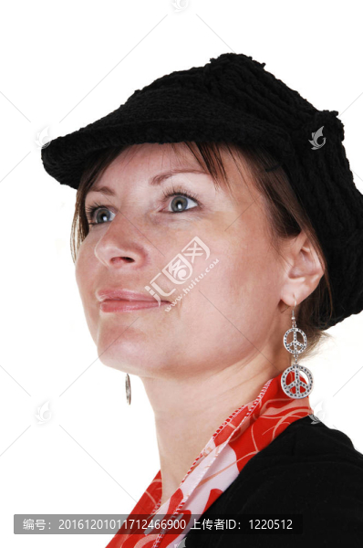 戴帽子的女士。