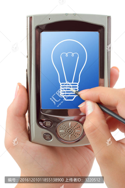 帶筆記本電腦和燈的手