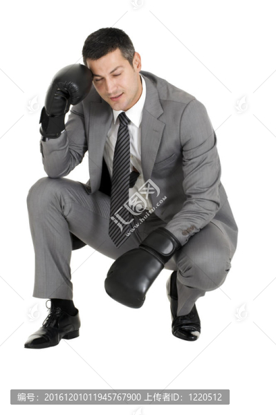 帶拳擊手套的商人