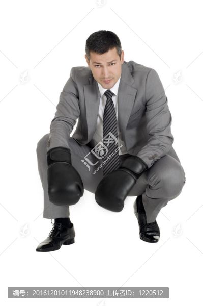 帶拳擊手套的商人