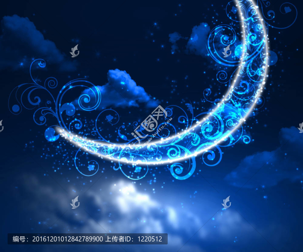 夜空背景與月亮和星星