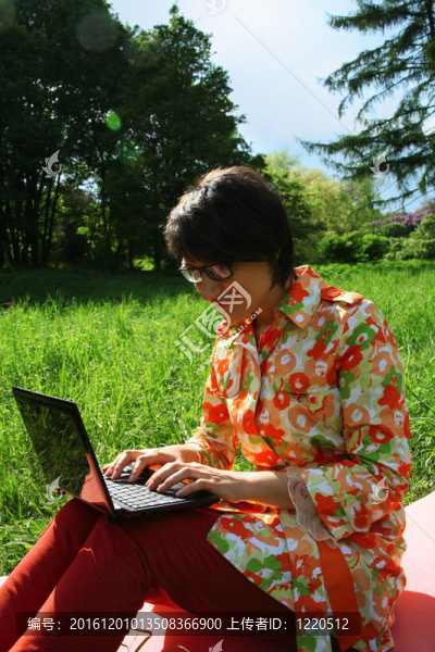 在公園里，自由職業(yè)者