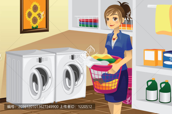 家庭主婦洗衣服