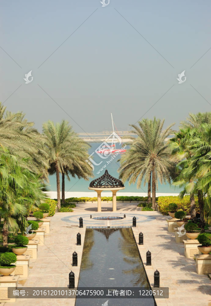 在Jumeira棕櫚從豪華的酒店觀；迪拜；UAE