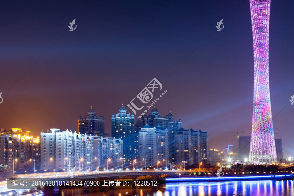 夜晚的城市天際線