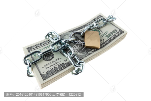 帶鎖和鏈的美元紙幣。