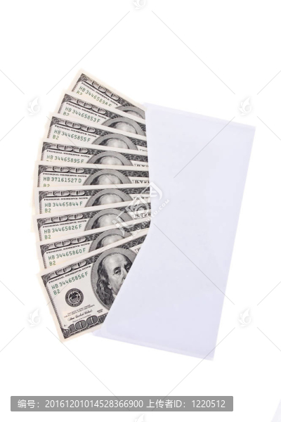 一個信封里的美元鈔票