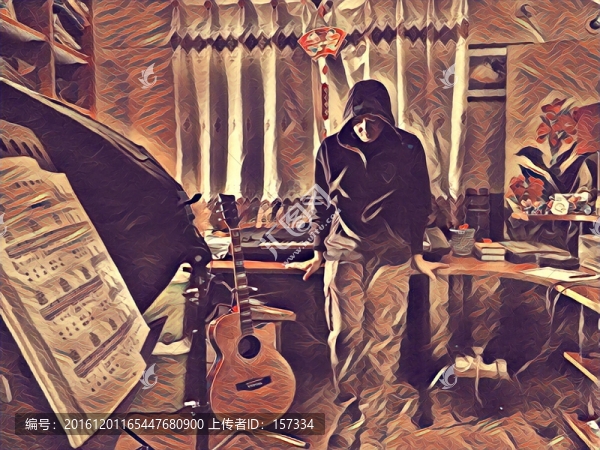 抽象油畫,音樂工作室