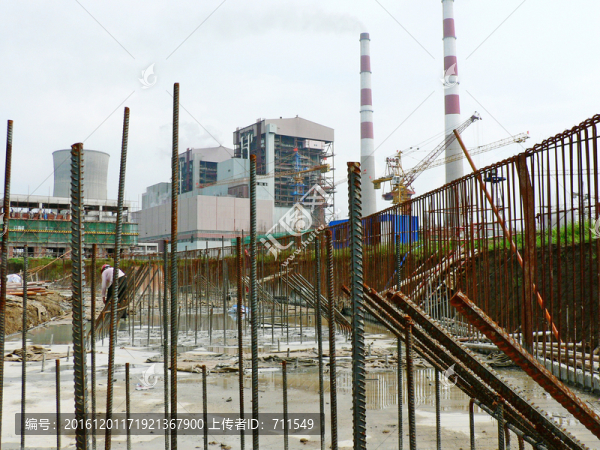 發(fā)電廠建設(shè)工地,鋼筋地基