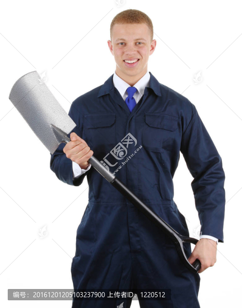 用鏟子的工人
