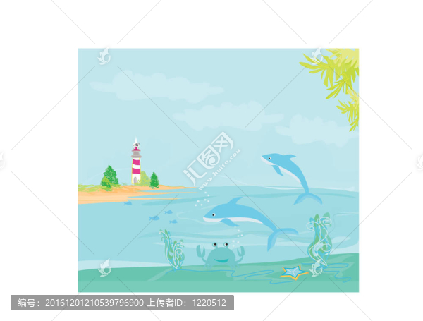 燈塔和海豚