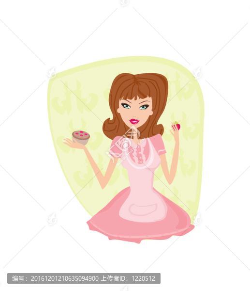美麗的淑女烹飪蛋糕