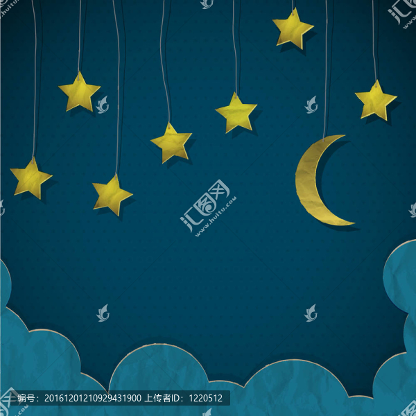 由紙制成的Moon和星星