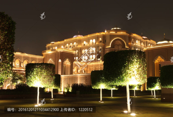酋長宮花園在夜間