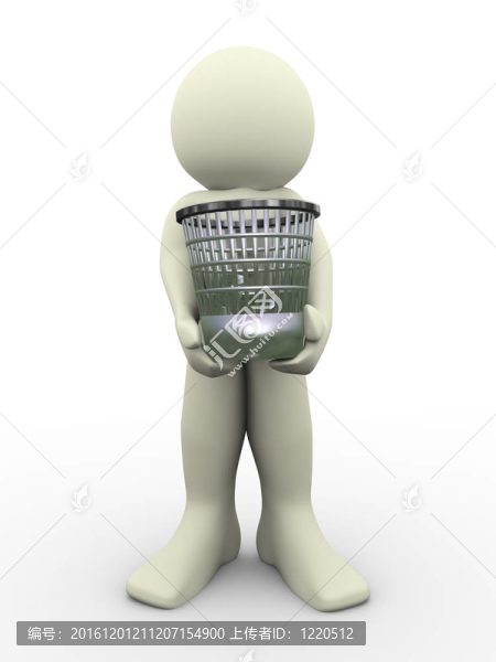 3D男子攜帶廢籃