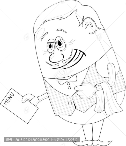 帶菜單的服務(wù)員；輪廓
