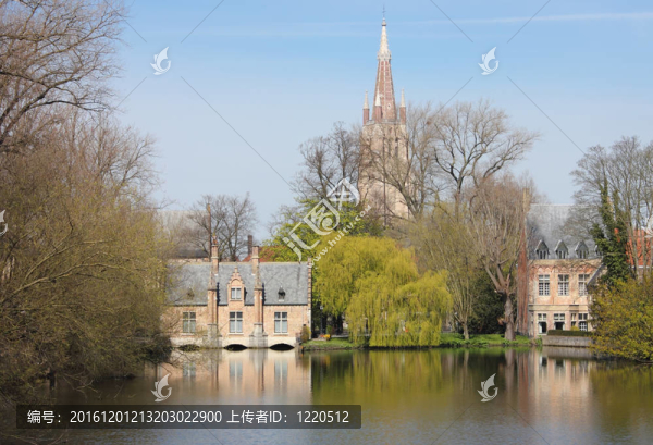 Minnewater在布魯日；Belguim