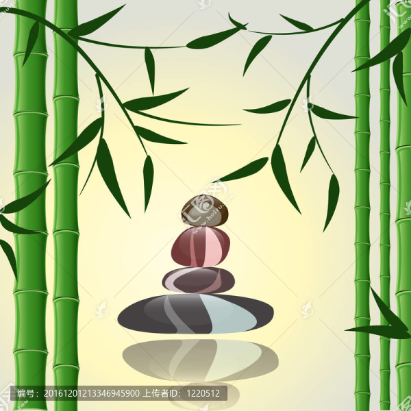 設(shè)計(jì)背景竹與溫泉的石頭