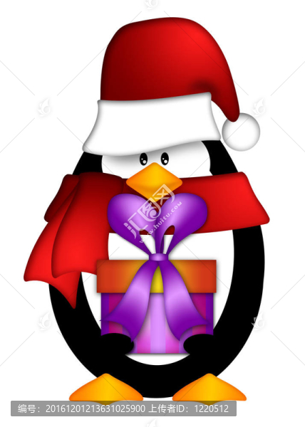 Santa的帽子現(xiàn)在的剪貼畫企鵝