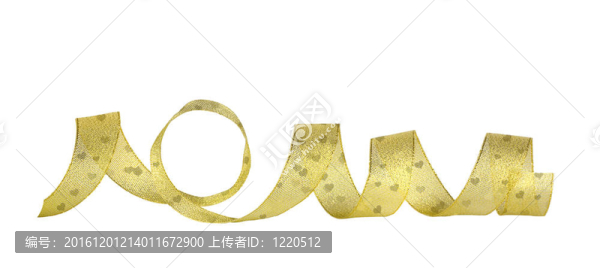 白色隔離背景上的金色橫絲帶