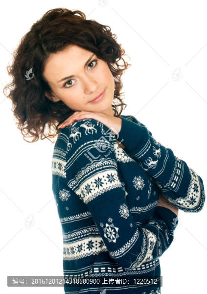 女孩在圣誕毛衣