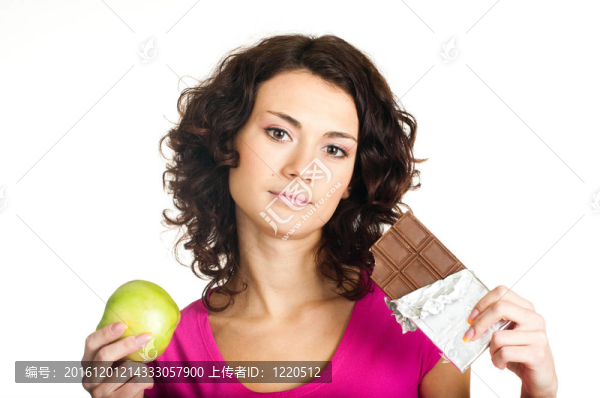 女孩與蘋果和巧克力