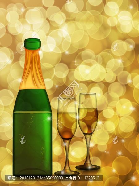香檳瓶和玻璃酒杯