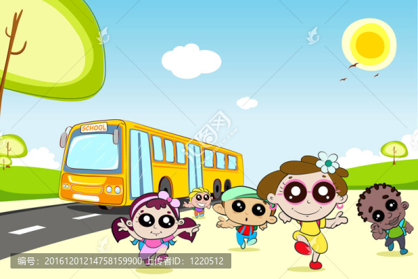 孩子們從校車上出來