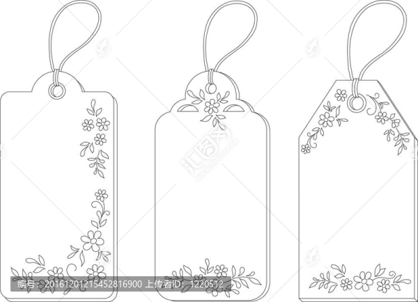 帶花圖案的標(biāo)簽；輪廓
