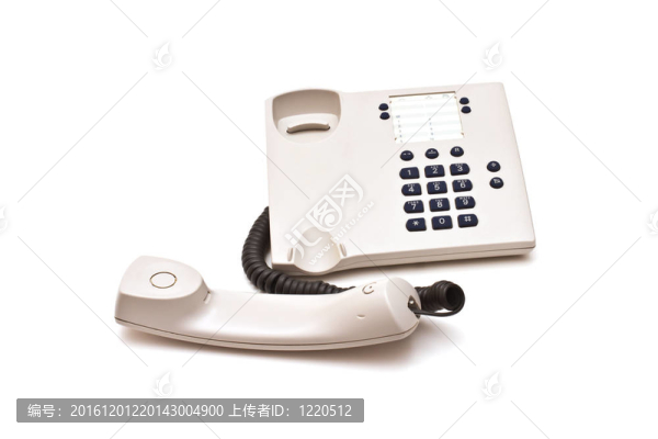 白色背景的灰色塑料電話機(jī)