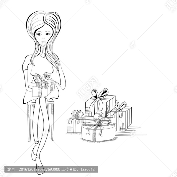 婦女與許多禮品盒