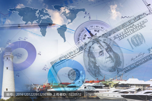 金融圖表與背景燈塔