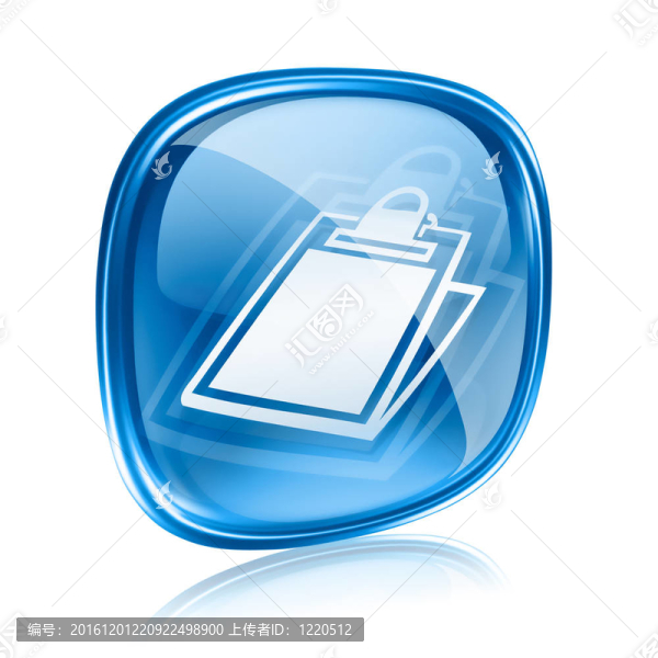 表圖標藍色玻璃；白色背景隔離。
