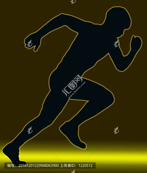 綠色金色輝光運動剪影-男子短跑運動員