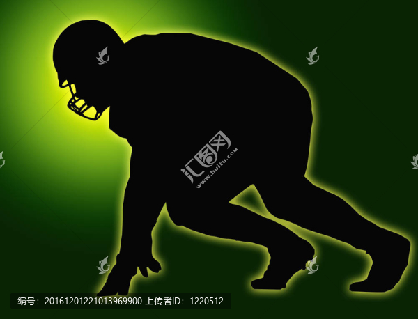 綠色光芒的剪影，美國(guó)足球隊(duì)員混戰(zhàn)