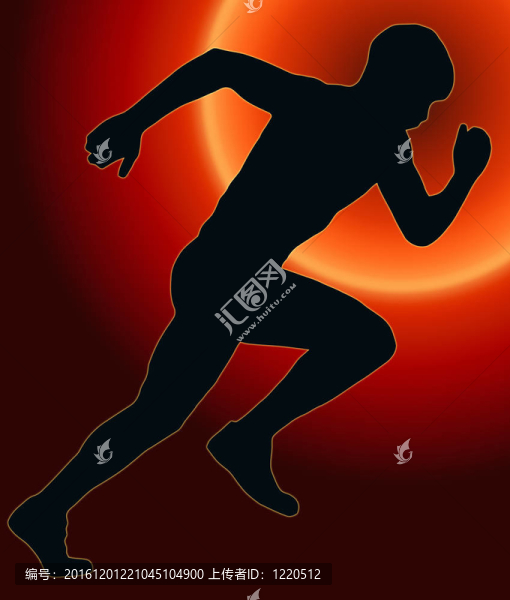 夕陽(yáng)背面運(yùn)動(dòng)剪影-男子短跑運(yùn)動(dòng)員