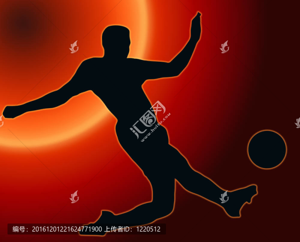 日落運動剪影足球運動員踢球