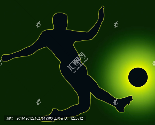 綠背運(yùn)動(dòng)剪影足球運(yùn)動(dòng)員踢球