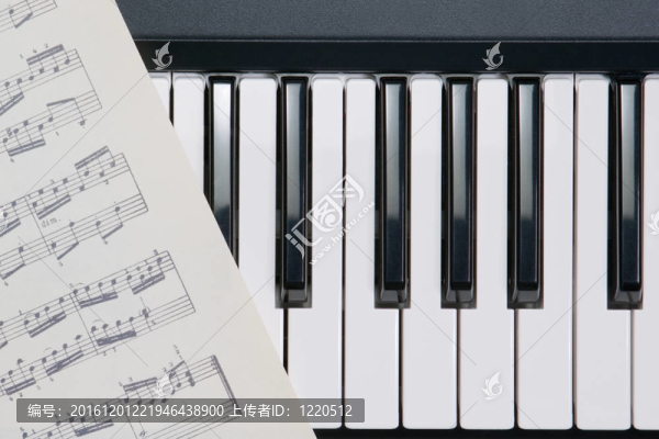 鋼琴按鈕和音符
