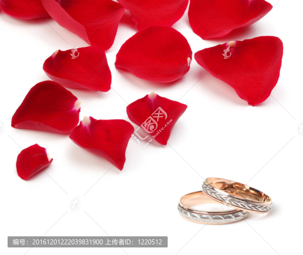 結(jié)婚戒指和玫瑰花瓣