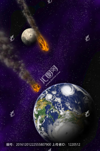 宇宙中小行星的攻擊。流星撞擊的抽象說明。
