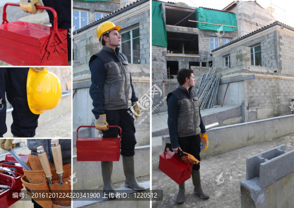 建筑工人的拼貼