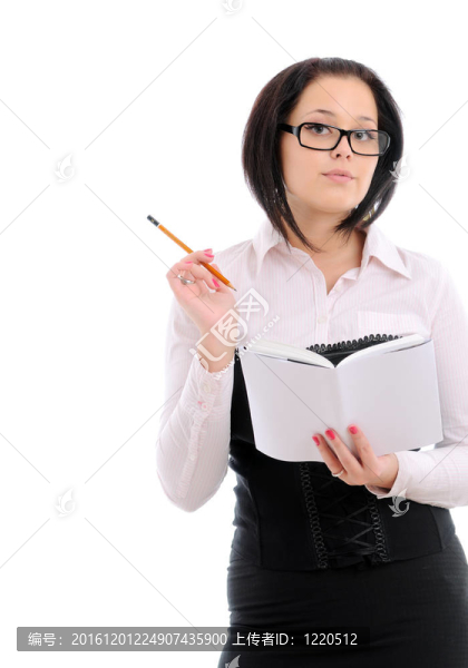 帶鉛筆和書(shū)的女人