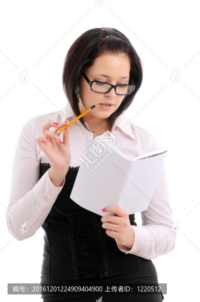 帶鉛筆和書(shū)的女人