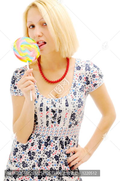 金發(fā)美女舔棒棒糖