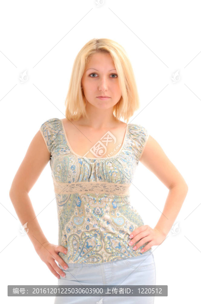 漂亮的金發(fā)女郎手上的臀部