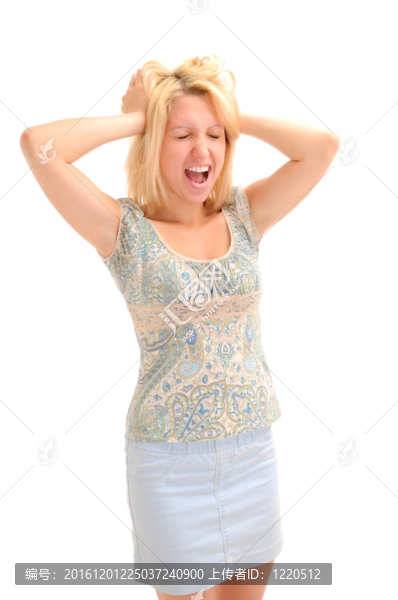沮喪和壓力的金發(fā)女郎